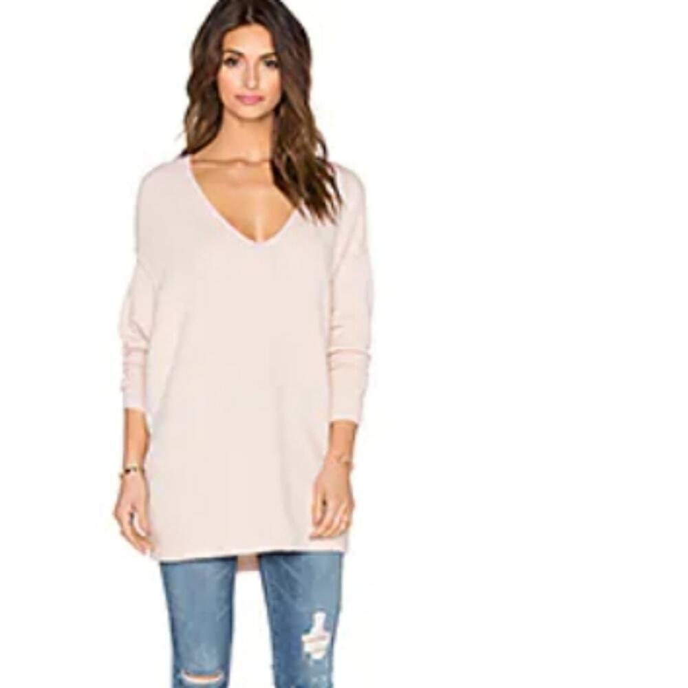 FREE PEOPLE SOFTLY VEE WOOL BLEND V NECK SWEATER OVERSIZED BOHO SIZE SMALL